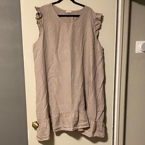 Sleeveless Ruffle Hem Tan Dress